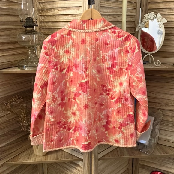 Appleseed's Pink and Coral Floral Quilted Jacket NWOT Sz PM 100% Cotton - Picture 8 of 12